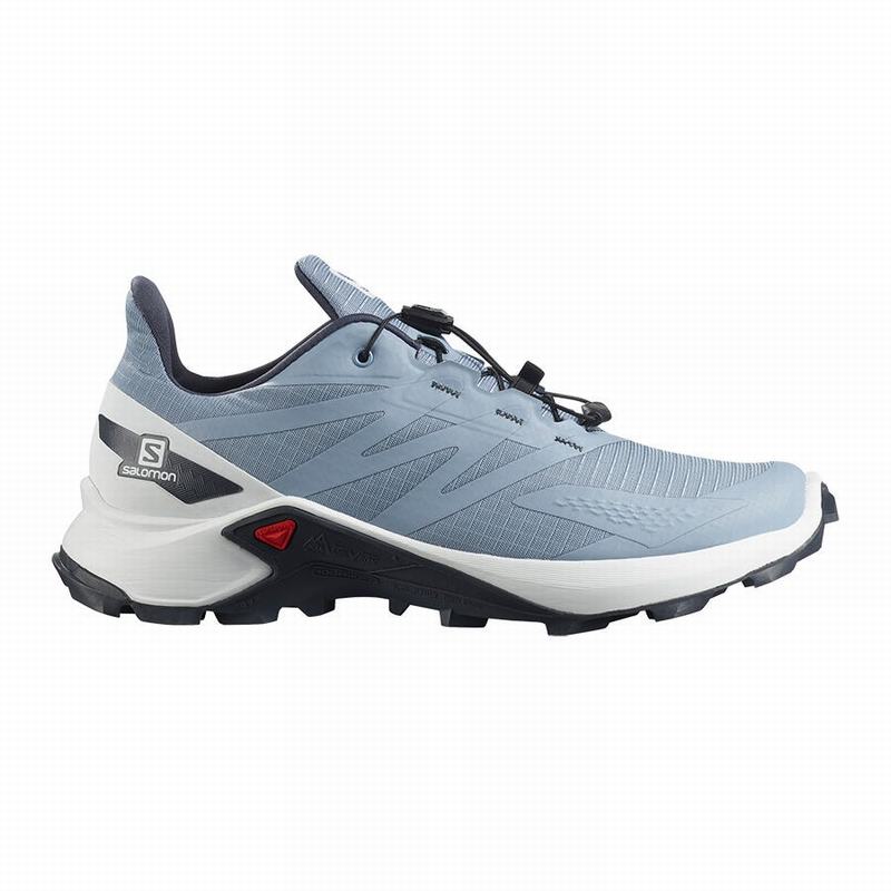 Salomon Israel SUPERCROSS BLAST W - Womens Trail Running Shoes - Grey Blue/White (MRVP-87930)